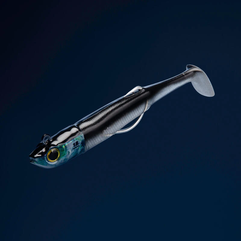 COMBO Leurres Souples Texan ANCHO 90 18g Dos Noir/blanc Argent Pêche En Mer – Image 2