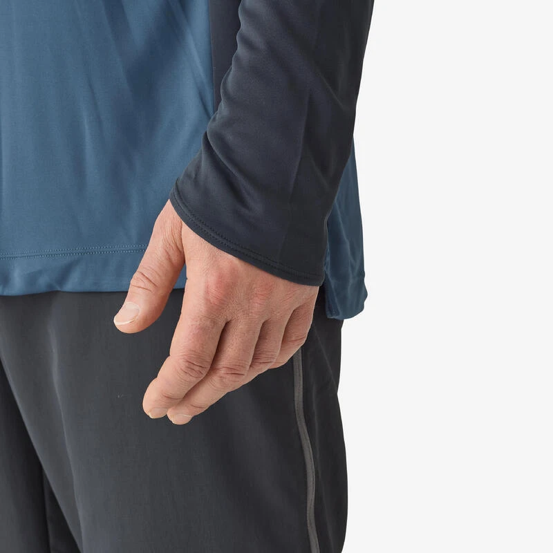 Tee-shirt De Pêche Anti-UV 500 Capuche Bleu – Image 4