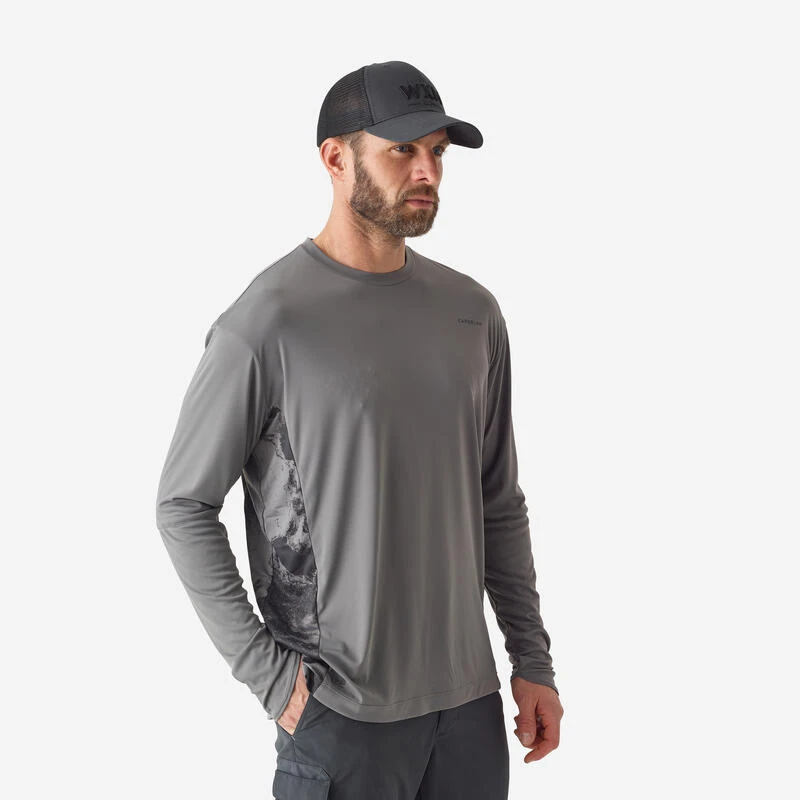 Tee-shirt De Pêche Anti-UV 500 Gris – Image 2