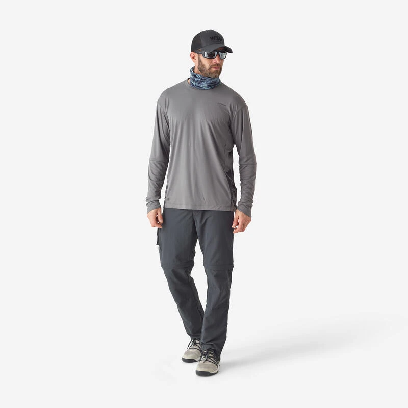 Tee-shirt De Pêche Anti-UV 500 Gris – Image 4